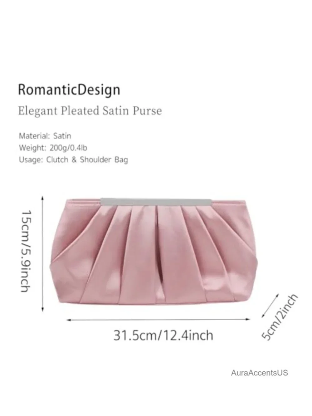 Elegant Pleated Satin Evening Clutch Bag with Detachable Chain